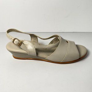 SAS Caress Cross Strap Wedge Sandal Size 8.5 Nude Bone Comfort Dress Shoe Tripad